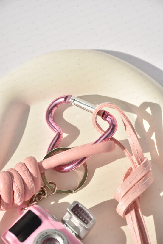 آویز کیف چارم بگ دوربین عکاسی و قلب صورتی