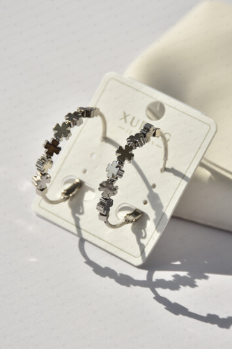 گوشواره ژوپینگ حلقه ای طرح گل