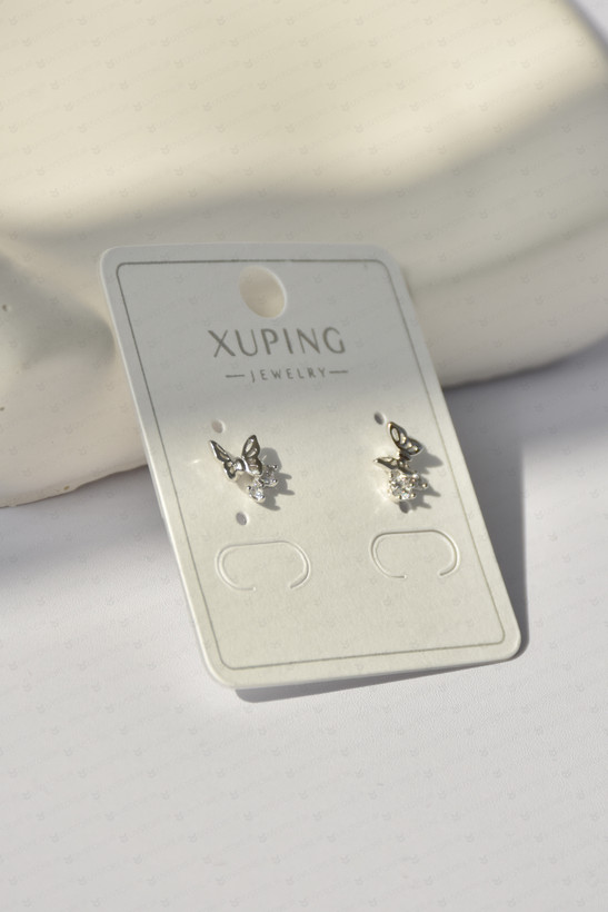 گوشواره میخی نگین دار مدل پروانه ژوپینگ