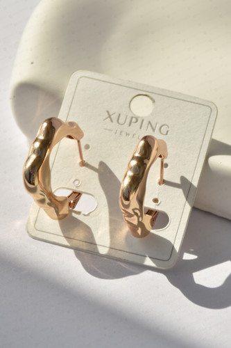 قیمت و خرید گوشواره پفکی ژوپینگ طرح طلا رنگ ثابت