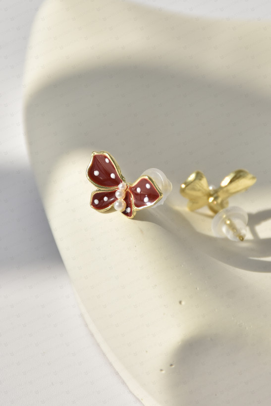 خرید و قیمت گوشواره میناکاری پروانه قرمز