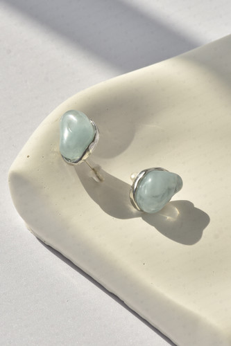 گوشواره آویز سنگ دایره آبی میخی accessories